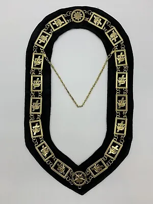 Masonic Regalia Knights Templar Metal Chain Collar Gold On Black Velvet • $84.81