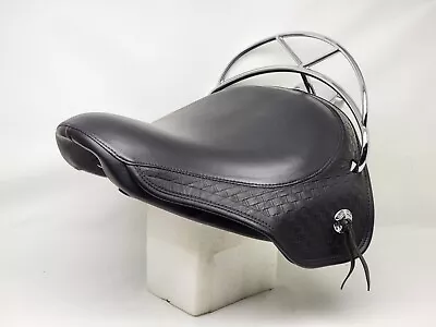Harley Heritage Springer Weave BLACK Solo Seat W / Rail FLSTS NO FRINGE 51793-00 • $695.99