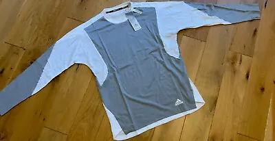 Adidas Adi Runner LS Tee Mens - Long Sleeve  Running Top Grey & White Sz Small • £8