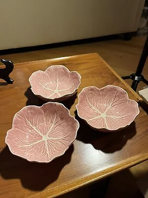 Set Of 3 Bordallo Pinheiro 6-7/8  Pink Cabbage Bowls Made In Portugal NEW • $89.50