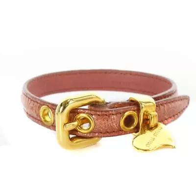 Miu Miu Leather Bracelet In Pink Gold • $175