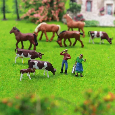 36pcs Model Railway HO Scale 1:87 Painted Farm Animals Cows Horses Figures • $13.99