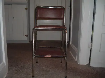 Cosco Vintage Brown Metal Mid Century Kitchen Chair Seat Single Step Stool RARE • $69.99
