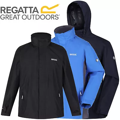 Regatta Mens Matt Windproof Waterproof Hooded Coat Full Zip Lined Rain Jacket • £24.95