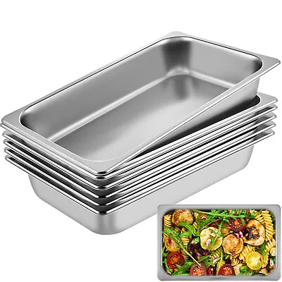 VEVOR 6 Pcs Full Size 4  Deep Steam Table Pans Stainless Steel Hotel Food Prep • $58.90