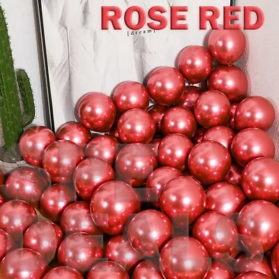 $9.99 • Buy 50 ROSE RED Metallic Balloons Chrome Shiny Latex 12  For Wedding Party Baby