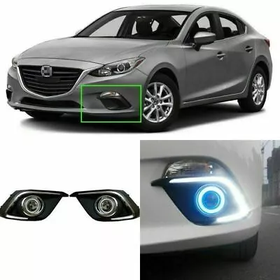 For Mazda 3 2014-2016 DRL LED COB Angel Eyes+HID Lamp Projector Lens Fog Lights • $175.77