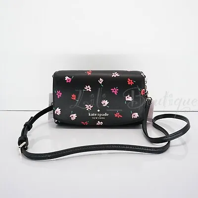 NWT Kate Spade WLR00607 Small Flap Crossbody Staci Ditsy Buds Floral Black Multi • $89.95