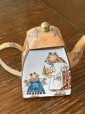 Vtg  Miniature Enamel Tea Pot W/Mama Bear And Baby • $18