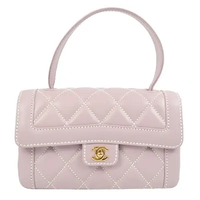 Chanel Purple Calfskin Wild Stitch Handbag 120421 • $4980
