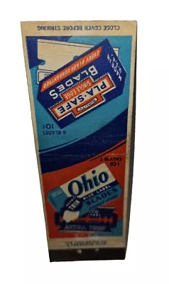 VTG 1940 Matchbook Cover Ohio Blue Label Blades Shaving PLA-SAFE Edge 10 Cent • $4