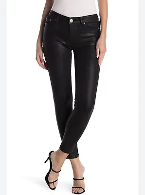 True Religion Women's Halle Mid Rise Coated Black Super Skinny Jeans Size 28 • $13.99