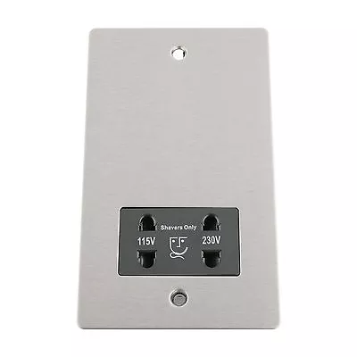 £15.99 • Buy Dual Voltage Shaver Socket 115V/230V In Brushed Satin Matt Chrome Flat Style