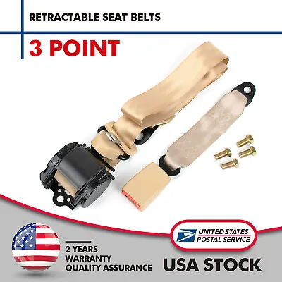 Adjustable Universal 3 Point Retractable Auto Car Seat Belt Lap Shoulder Beige • $30.29
