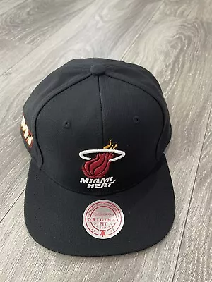 Miami Heat Mitchell & Ness SnapBack Adjustable Hat Black Color • $26.99