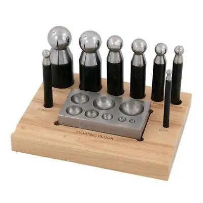 9pc Dapping Doming Punch Block Set Metal Shaping Crafting Jewellery Punching • £23.99