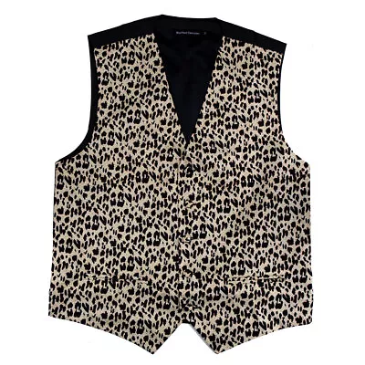 Men's Leopard Animal Print Tuxedo VEST ONLY Proms Fashion Waistcoat • $22.95