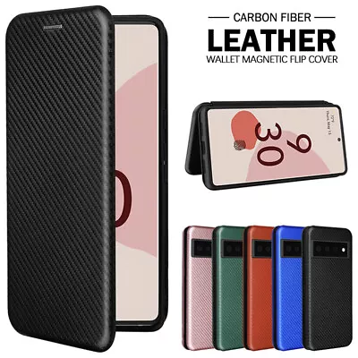 For Google Pixel 7 6 Pro 6A 5A 5 5G Carbon Fibre Case Leather Wallet Flip Cover • $14.99