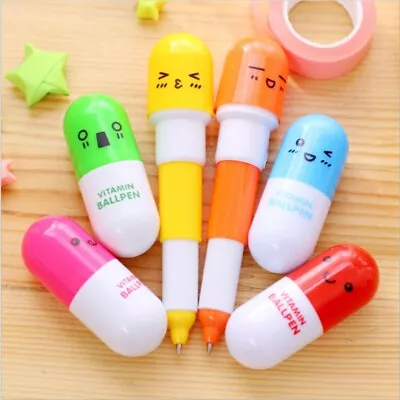 10pcs Kawaii Vitamin Pill Blue Ink Ballpoint Pen Retractable Gift Stationery • $11.69