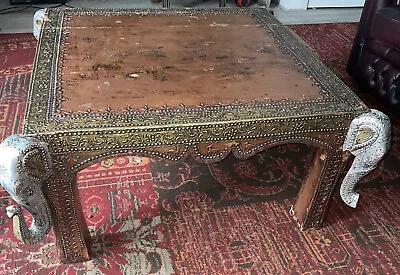 £55 • Buy Stunning Ethnic Large Square Copper & Brass Elephant Coffee Table Indian/african