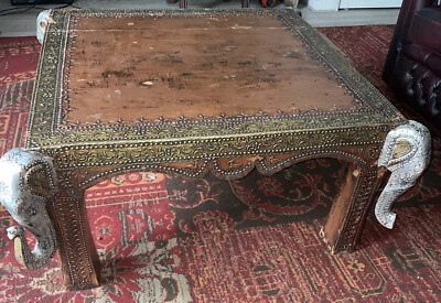 £55 • Buy Stunning Ethnic Large Square Copper & Brass Elephant Coffee Table Indian/african