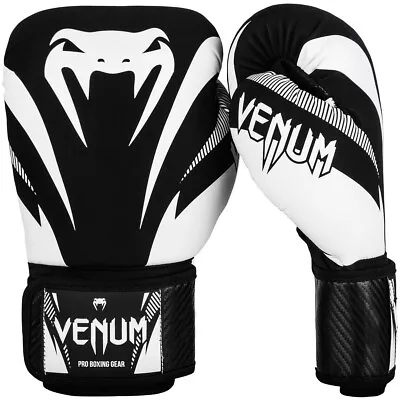 Venum Impact Hook And Loop Training Boxing Gloves - Black/White • $68.25