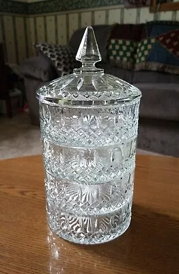 Vintage Indiana Glass 4 Tier Princess Diamond Cut Candy / Nut Dish W/ Lid • $80