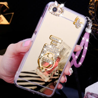 $14.03 • Buy For IPhone 12 Pro Max 11 XS XR 8 7 6 Bling Diamond Rhinestone Mirror Ring Case