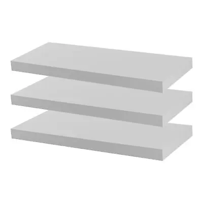 Floating Wall Shelf Wooden Shelves Wall Storage 60cm - White - Pack Of 3 • £31