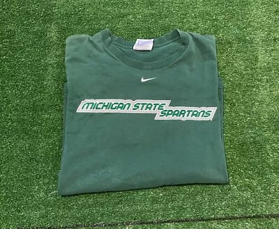 Vintage Michigan State Spartans Shirt Extra Large Green Nike Center Swoosh Mens • $39.99