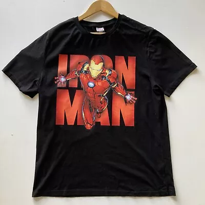 Marvel Iron Man T-shirt Black Red Graphic Print Cotton Short Sleeved Mens XL • £5.99