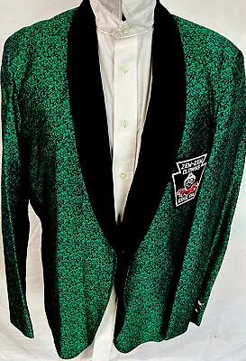 Vintage 50s Mens Green Blazer Sport Coat Tuxedo Jacket Rockabilly 42 Shriner Zem • $149.99