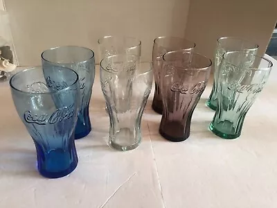 LOT Of 8 McDonalds Glasses COCA COLA - Clear Green Blue Purple #F35 • $46.94