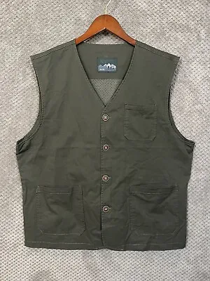 Men’s Vest  Outdoor Jacket Multi Pocket Sz XL Army Green  574 • $24.99
