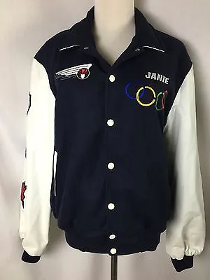 1991 Olympic & World Figure Skating Champion Leather Varsity Jacket Bomber 38/40 • $161.49