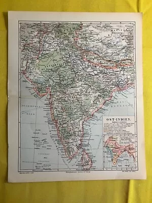 1899 - India - Vintage Geography Map ORIGINAL 11.5 X 9.5 - C11-1 • $24.90