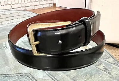 Coach Handmade Polished Cowhide Leather Solid Brass Buckle Black Belt 36” • $13