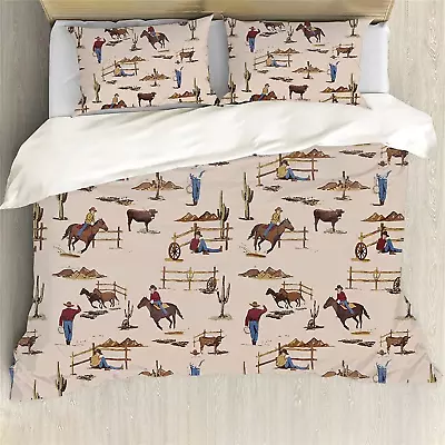 Western Duvet Cover Twin Size Cowboy Bedding Set Exotic Retro Style Comforter Co • $59.99