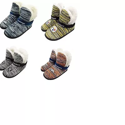 NFL Women's Wordmark Peak Boots Slippers Faux Wool Lined House Shoes • $33.95