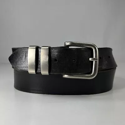 Wide Scratched Black Leather Belt - Men's Size 40 • $13.60