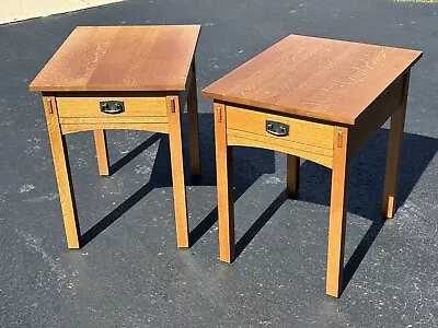 Pair Of Mission Collection By Stickley Oak End Tables • $1695