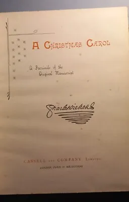 A Christmas Carol..facsimile Of Original Manuscript. Charles Dickens  1890s • £150