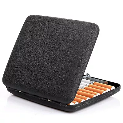 Portable Sand Black Metal Cigarette Case Box Holder For 20 Regular Cigarettes US • $15.65