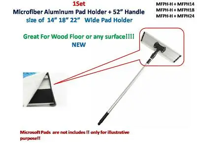 Aluminum Flat Microfiber Dust Mops 360° Swivel Floor Mop Kit Pad Holder + Pole • $12