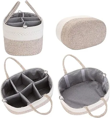 Baby Nappy Caddy- Organiser  Nappy Toys Storage - Cotton Woven Basket. • £22.66