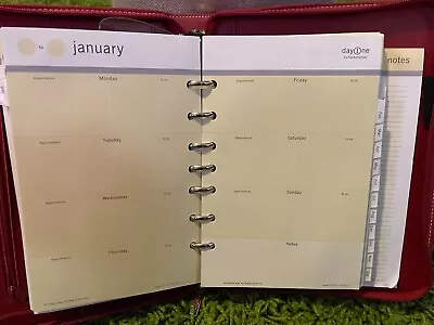 Franklin Covey Day One Red Leather Agenda Planner Book W/ Pockets And Pages • $45.50