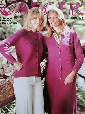 Jaeger 4397 Knitting Pattern For Ladies Cardigans & Skirt Double Crepe Yarn • £0.99