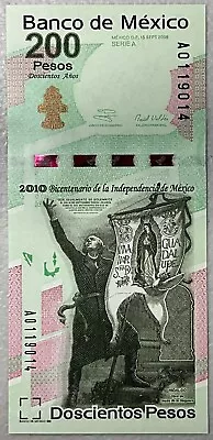 2008 Mexico (2010 Commem) 200 Pesos Pick 129 Gem Unc • $31.95