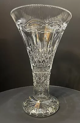 HOUSE OF WATERFORD CRYSTAL LISMORE STATEMENT Heavy Footed 14  VASE - MINT • $480