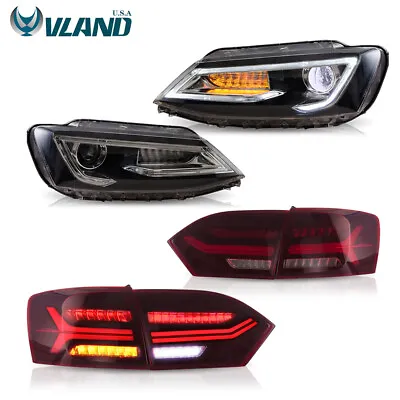 Lights Assembly For 2011-2014 VW Jetta VLAND LED Headlights + LED Taillights Red • $569.99